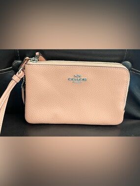 Coach Blush Pink Leather Wristlet Clutch